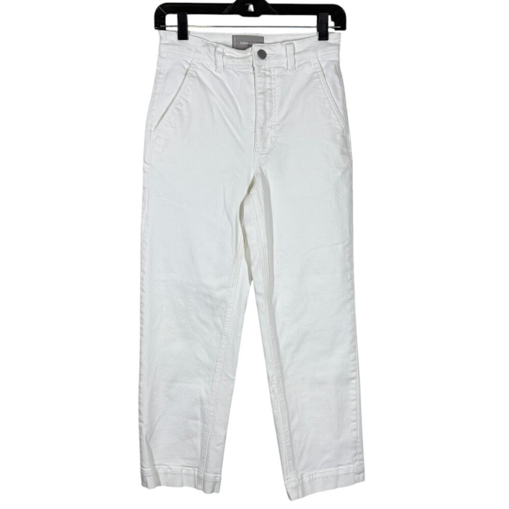 Everlane White Mid Rise Cropped Straight Leg Capri Jeans Women's Size 2